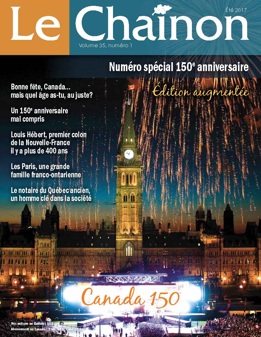 La couverture du dernier numéro du Chaînon et les supposés 150 ans du Canada.  