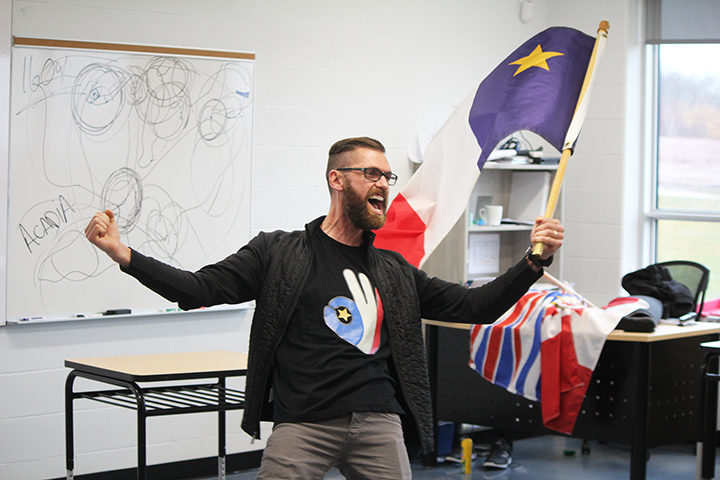 Mathieu Gingras était l’animateur de l’atelier sur le leadership. Crédit : La Voix acadienne, Jacinthe Laforest — Crédit : La Voix acadienne, Jacinthe Laforest