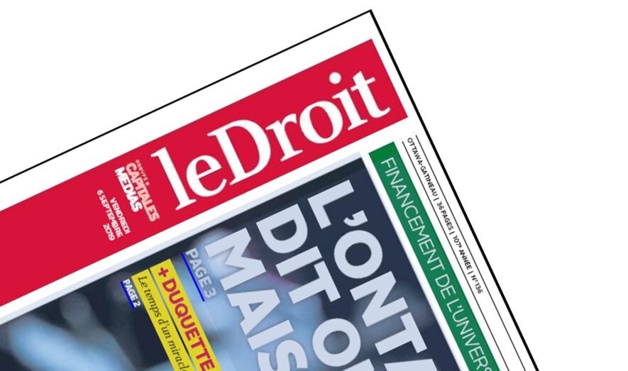 «S’il y a des fonds publics et un repreneur québécois, signale le président et éditeur du journal Le Droit, Pierre-Paul Noreau, il y a un risque qu’on ait envie d’emporter le quotidien au Québec.» — Photo : Patrick Woodbury, avec l’autorisation du journal Le Droit