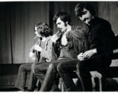 André Paiement, Gaston Tremblay et Denis Courville alias Roger, Marc et Raymond dans la pièce Moé, j’viens du Nord, ‘stie. L’une des rares photos du spectacle. — Doug Kinsey, fournie par Gaston Tremblay