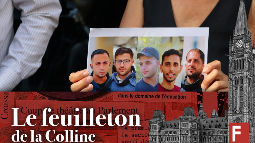 Des personnes se sont rassemblées lundi devant le siège de CBC/Radio-Canada à Ottawa pour rendre hommage aux six journalistes palestiniens tués la veille par Israël. Ces vigies ont reçu très peu d’attention médiatique.  — Photo : Inès Lombardo – Francopresse