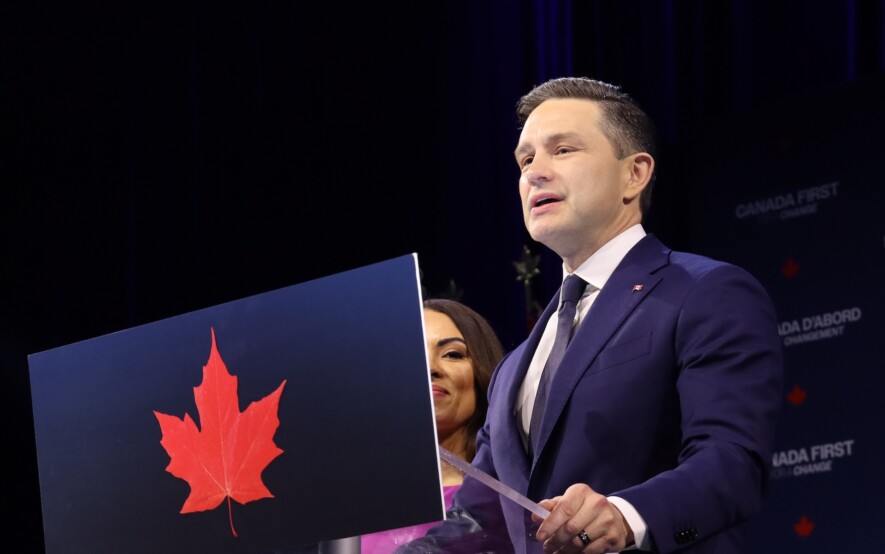 Pierre Poilievre a remporté la circonscription albertaine de Battle River–Crowfoot en Alberta avec un peu plus de 80 % des voix.  — Photo : Inès Lombardo – Francopresse (Archives)