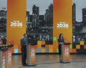 Le débat a duré 1 h 25 et en tout, les candidats ont parlé un peu plus de 22 minutes à eux tous en français. — Capture d’écran – CPAC