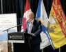 Le ministre des Pêches de l’Île-du-Prince-Édouard, Ernie Hudson, lors du point de presse du 15 octobre à Moncton, où il a souligné l’importance de diversifier les marchés d’exportation des produits de la mer insulaires.  &mdash; Photo : Eric Bergeron
