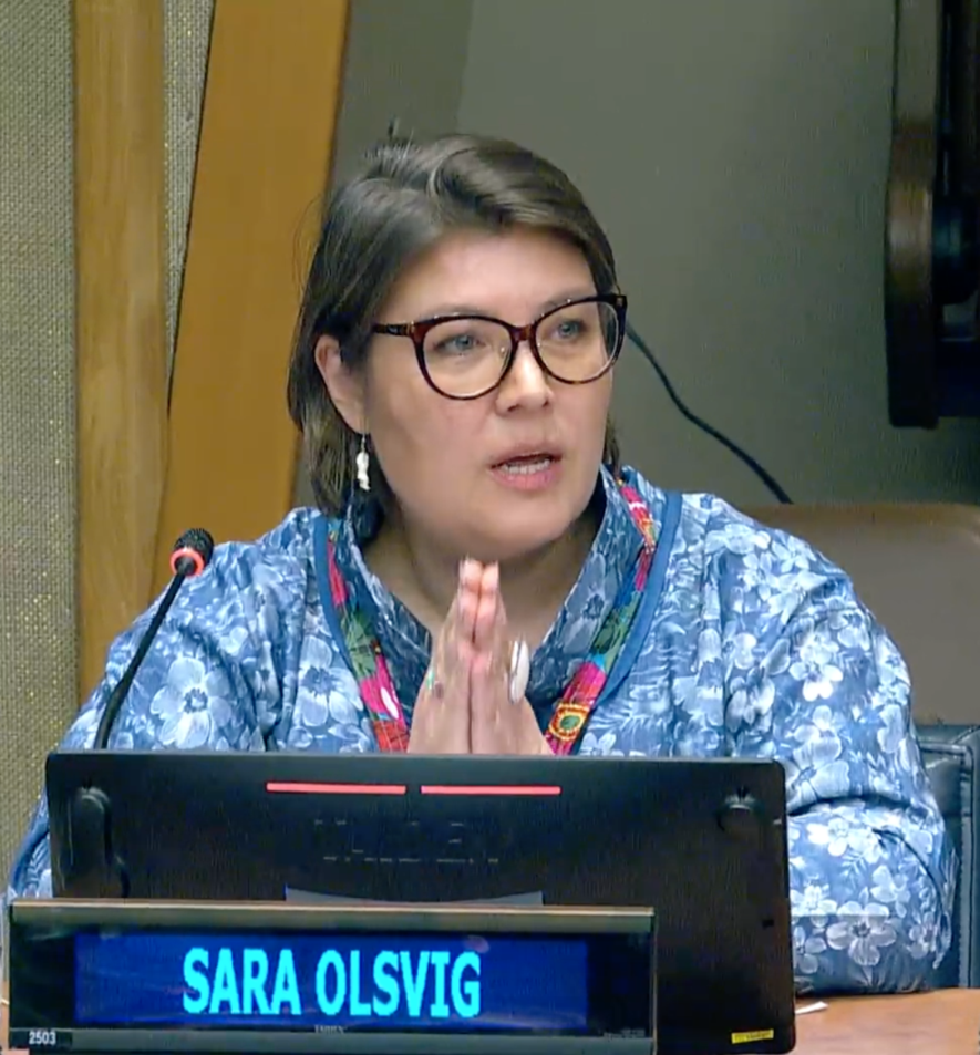 Pour Sara Olsvig, présidente du Conseil Circumpolaire Inuit, et membre d’un groupe de travail sur la transition énergétique et les minéraux critiques au sein des Nations Unies, les droits des peuples autochtones sont non négociables. — Capture d’écran
