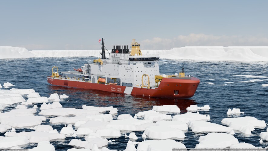 D’une longueur de 158 mètres, ce brise-glace lourd pourra opérer plus de huit mois en mer sans réapprovisionnement. — Courtoisie Vancouver Shipyards