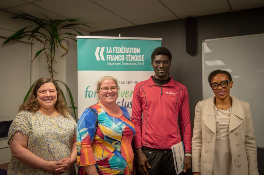 De gauche à droite : Mona Diab-Boucher, administratrice, Sophie Gauthier, présidente de la FFT, Mamadou Gade Niang, administrateur, et Naomie Ngo Gwet, administratrice. — Courtoisie Marion Perrin
