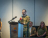 Le lieutenant-colonel Matthew Baxter, directeur adjoint et chef d’état-major du projet d’infrastructure de bases nordiques de NORAD, a expliqué le rôle du site de Yellowknife dans la modernisation de la défense continentale.  
 &mdash; (photo Cristiano Pereira)