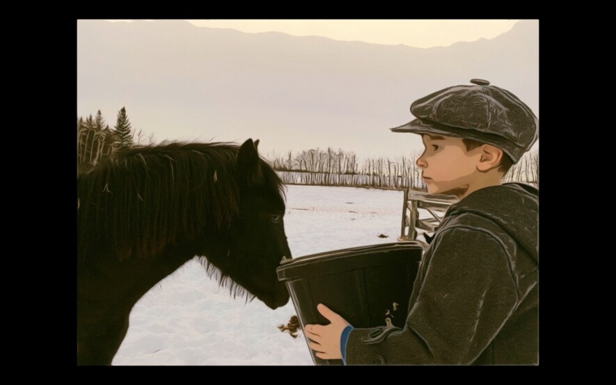 «J’vas m’occuper du p’tit joual, son père...». Illustration : Courtoisie - Roger Dallaire  