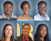 Les six jeunes journalistes qui ont décidé d'écrire dans le Franco, (de Haut en bas et de gauche à droite), Enoch Akassou, Kristy Murangwa, Ryan Koffi, Sasha Berger, Mahamat Alifei, Ojong Tabot. Photos Courtoisie - CSCN  