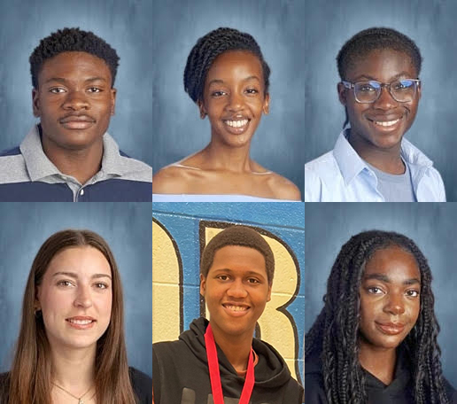 Les six jeunes journalistes qui ont décidé d'écrire dans le Franco, (de Haut en bas et de gauche à droite), Enoch Akassou, Kristy Murangwa, Ryan Koffi, Sasha Berger, Mahamat Alifei, Ojong Tabot. Photos Courtoisie - CSCN  