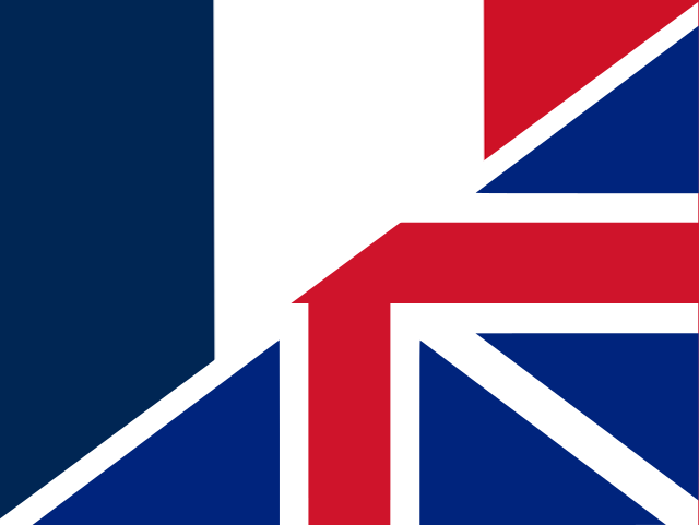 Marqueur social les français ont peur d'échouer. Drapeau français et britannique . Photo montage Le Franco - Wikimedia Commons  