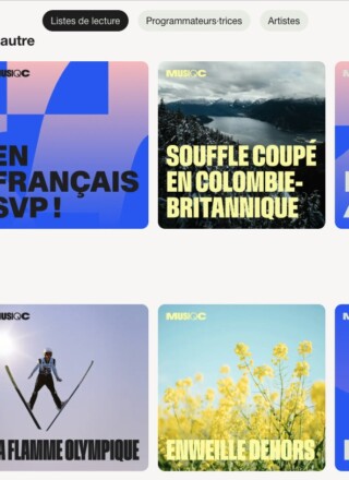 La plateforme MUSIQC a été lancée il y a un an. Elle propose des listes de lecture qui reflètent la francophonie d’un océan à l’autre, et au-delà. &mdash; Photo : Capture d’écran musiqc.ca