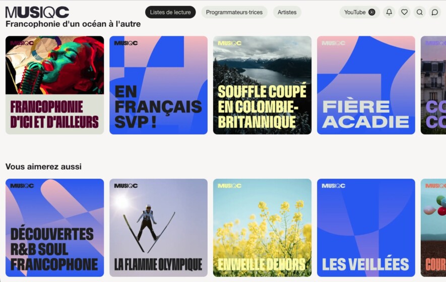 La plateforme MUSIQC a été lancée il y a un an. Elle propose des listes de lecture qui reflètent la francophonie d’un océan à l’autre, et au-delà. &mdash; Photo : Capture d’écran musiqc.ca