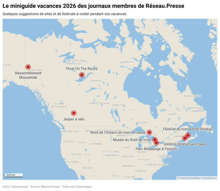 Les artisans et artisanes de la presse francophone partagent leurs coups de cœur touristiques.
 &mdash;  Photos : Courtoisie