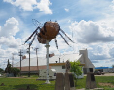 La grosse abeille de Falher ; symbole du miel comme production privilégiée de la région.  &mdash; Crédit : ACFA Rivière-la-Paix. 