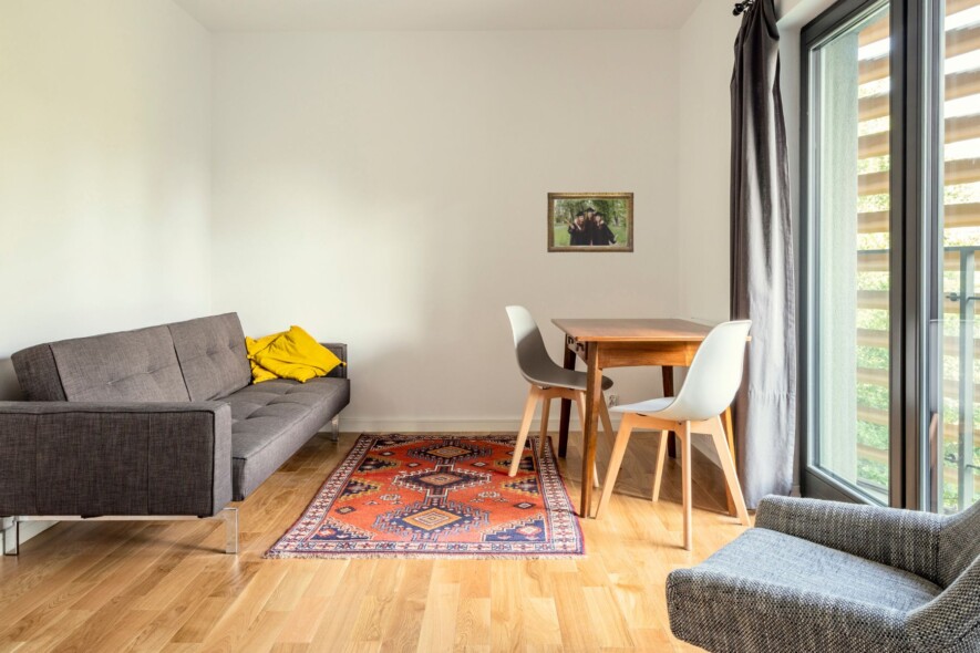 Exemple d’un appartement de type « bachelor » (garçonnière). &mdash; Crédit : canva