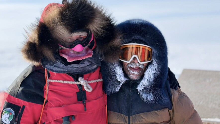 Dan Beaudoin et Maya Poirier ont parcouru plus de 5000 km à travers l’Arctique en motoneige. &mdash; Courtoisie