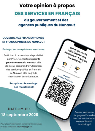 L’évaluation des services et des communications en français se déroule en deux phases : la première en septembre 2026 et la seconde en 2027-2028. &mdash; Gouvernement du Nunavut