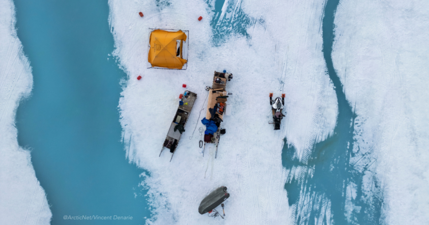 Un campement de recherche installé sur la banquise près de Pond Inlet. &mdash; ArticNet/Vincent Denarie 