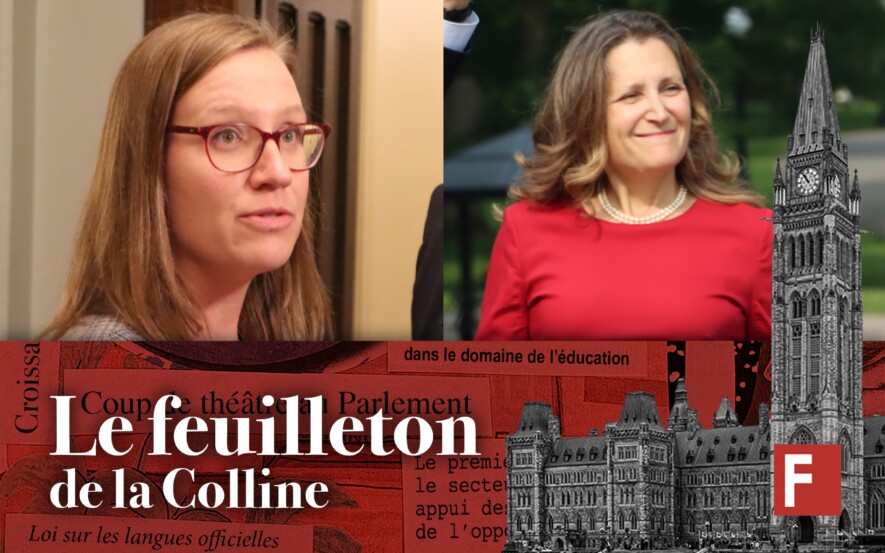 Karina Gould et Chrystia Freeland se sont lancées le même jour dans la course à la chefferie libérale. &mdash; Photo : Inès Lombardo/Marianne Dépelteau – Francopresse
