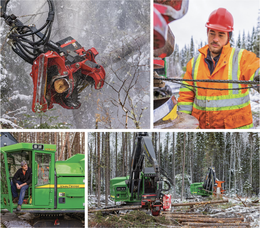 La menace de nouveaux tarifs douaniers américains sur le bois canadien suscite de vives inquiétudes pour l’économie de la région de Hearst, risquant de déstabiliser l’industrie forestière locale et d’affecter de nombreux emplois et entreprises.  &mdash; Photo : Sylvain et Vincent Tessier de Hearst - John Deere/web
