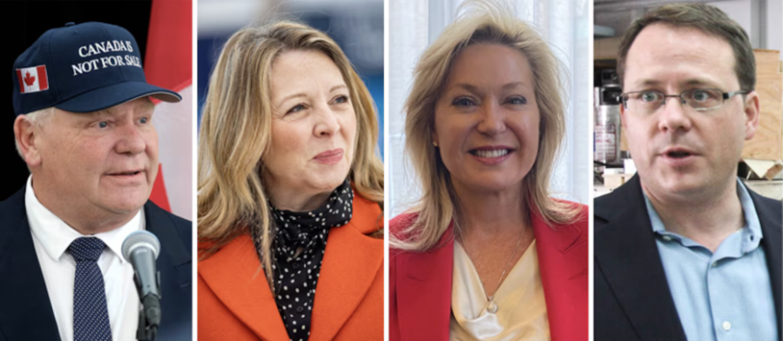 Les chefs Doug Ford, Marit Stiles, Bonnie Crombie et Mike Schreiner.  &mdash; Archives Le Droit