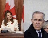 L’achat de publicités auprès de Meta est devenu un sujet sensible depuis que Meta bloque les nouvelles sur ses plateformes au Canada. À gauche, la candidate Chrystia Freeland, à droite, le candidat Mark Carney. &mdash; Photo : Mélanie Tremblay – Francopresse et Inès Lombardo – Francopresse