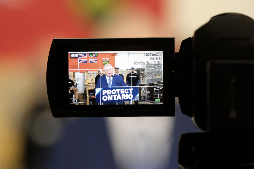 Les progressistes-conservateurs de Doug Ford ont fait la promotion de son récent voyage à Washington dans une vidéo diffusée sur les réseaux sociaux, jeudi.  &mdash; Photo : Patrick Woodbury/Archives Le Droit