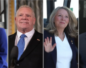 De gauche à droite, la chef du Parti libéral de l'Ontario, Bonnie Crombie; le chef du Parti progressiste-conservateur de l'Ontario, Doug Ford; la chef du NPD de l'Ontario, Marit Stiles; et le chef du Parti vert de l'Ontario, Mike Schreiner.  &mdash; Archives La Presse Canadienne