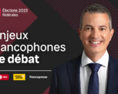 Mathieu Nadon, chef d’antenne du Téléjournal Ottawa-Gatineau, anime le débat sur les enjeux francophones de Radio-Canada et Réseau.Presse.  &mdash; Image : Radio-Canada
