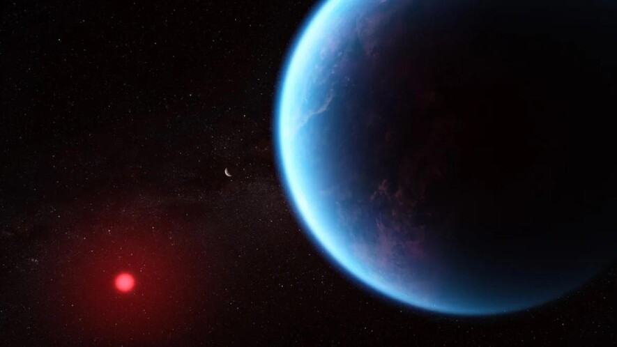 Représentation d’artiste de ce à quoi lia planète pourrait représenter, si elle avait un océan &mdash; Source: NASA / ESA / CSA / Joseph Olmsted