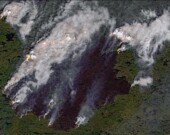 Feu de forêt dans le nord du Québec, 20 juin 2023 &mdash; Source: Satellite Sentinel du programme Copernicus / Pierre Markuse / Flickr