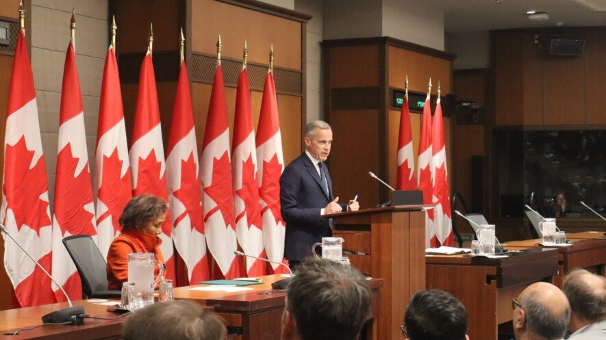 Le premier ministre Mark Carney a qualifié les nouveaux tarifs de Donald Trump sur l’acier et l’aluminium d’«illégaux» et d’«injustifiés». &mdash; Photo : Inès Lombardo – Francopresse