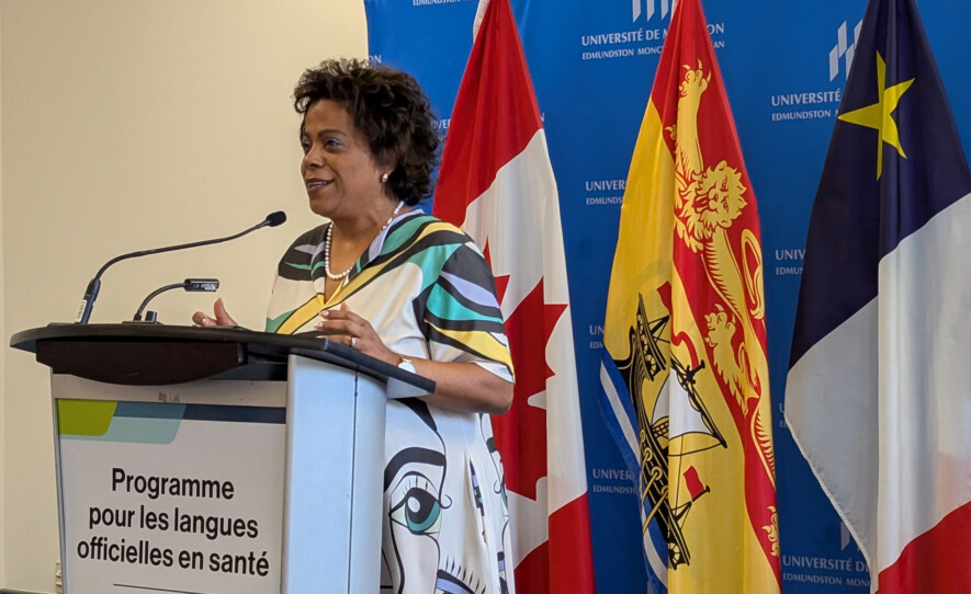 La ministre fédérale de la Santé, Marjorie Michel, était à Moncton pour annoncer un nouveau financement pour la santé en français dans tout le pays, dont une bonne portion sera consacrée à des actions dans les provinces maritimes. &mdash; Photo : Rémy Bourdillon – Acadie Nouvelle
