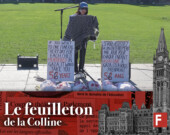 Dans le cadre de la «Marche vers Ottawa» cette semaine sur la Colline, qui vise à demander au Canada de sanctionner Israël et de cesser l’envoi d’armes, des centaines de personnes se sont succédé au micro pour lire les noms des plus de 18 500 enfants palestiniens assassinés par Israël.  &mdash; Photo : Inès Lombardo – Francopresse