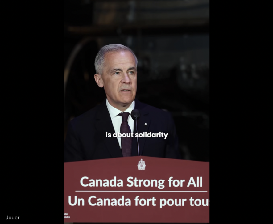 Mark Carney lors de l’annonce du premier fonds souverain du Canada, le Fonds pour un Canada fort, visant à accroître la prospérité des Canadiennes et des Canadiens, aujourd’hui et pour les générations futures. &mdash; Capture d'écran : Mark Carney/Facebook