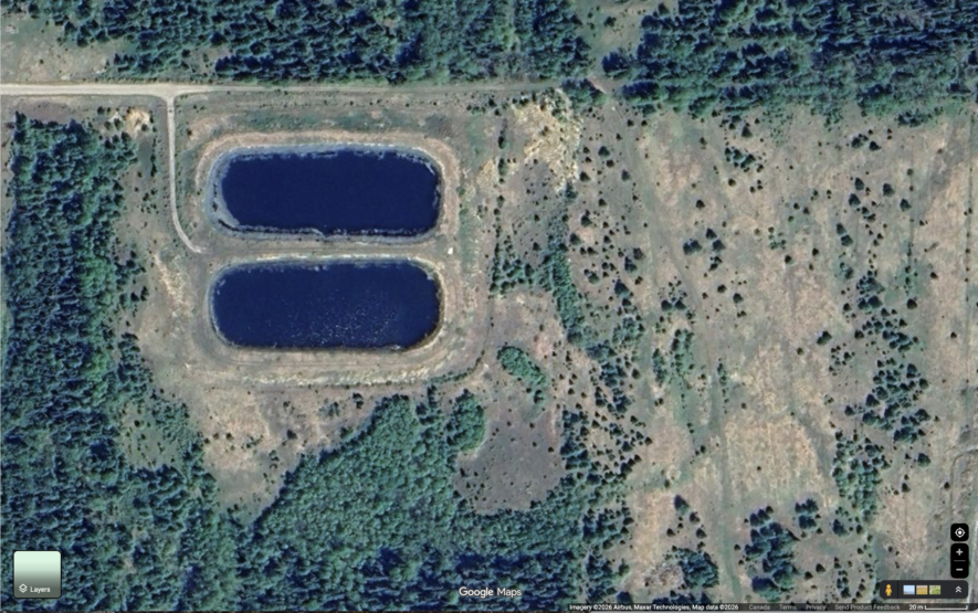 La lagune du village de Val Côté &mdash; Capture d'écran : Google Maps