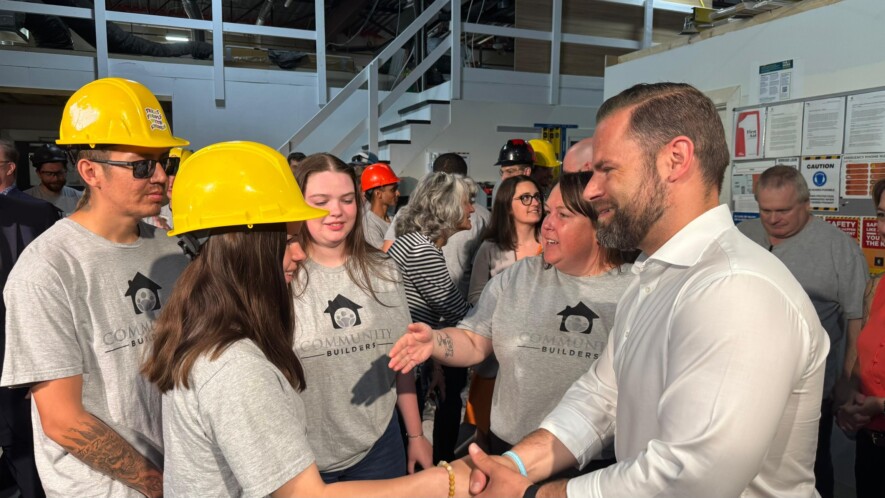 Le ministre David Piccini est accompagné d’acteurs du développement de l’emploi lors de son annonce à Sudbury. &mdash; Photos : David Piccini/Facebook