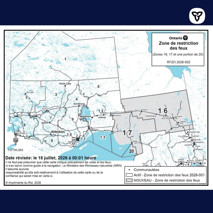   Carte : Ontario Forest Fires/Facebook
