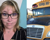 Natalie Levert et l’autobus qu'elle conduit. &mdash; Photos : Courtoisie