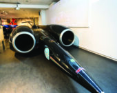 La voiture à réaction Thrust SSC, détentrice du record de vitesse terrestre, est exposée au Transport Museum de Coventry, en Angleterre. &mdash; Photo : Shutterstock