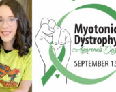 Alexandra LeBoeuf et le logo qu’elle a créé pour la dystrophie myotonique &mdash; Photo : Courtoisie