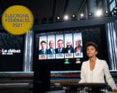 Le débat des chefs en français présenté le mercredi 8 septembre a fait peu de place aux enjeux d’intérêt pour la francophonie canadienne.  &mdash; Crédit : Courtoisie Radio-Canada/Montage Francopresse