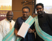 Marguerite Mbonimpa, première employée du CIFS, avec Moustapha Soumahoro et Gouled Hassan. &mdash; Photo : Julien Cayouette