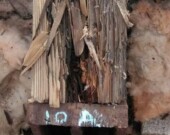 Une des colonnes de bois de l'aréna Centennial d'Elliot Lake. &mdash; Photo : Courtoisie