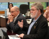 Jean Lemay, le président et Pierre Morin, conseiller scolaire représentant la ville de Cornwall. &mdash; Photo : Raphaël Machiels – On a le choix