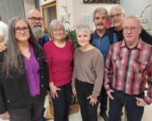 De gauche à droite, 1ère rangée: Louise Langlois, Denise Guido, Guylaine Boulard, Marcel Doiron.  2e rangée: Ben Langlois, Rolly Quenville, Daniel Robillard. &mdash; Photo : Lise Dugas