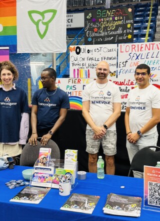 Le stand de FrancoQueer à la foire de Sudbury, en juillet 2026.  &mdash; Photo : L.V