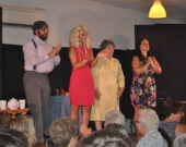 Les comédiens au souper-théâtre, de gauche à droite : Alain Poirier (Léo-Paul), Natalie Boudreau (Virginie), Anne LeBlanc (Magitte) et Nicole Boudreau (Bertha et Florence). &mdash; Richard Landry